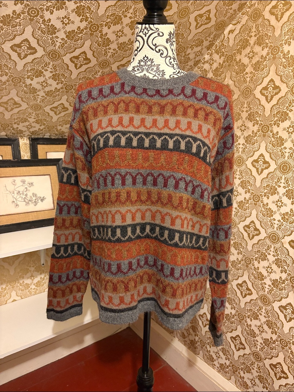 Vintage Alpaca Peru Sweater Geometric Fair Isle Knit